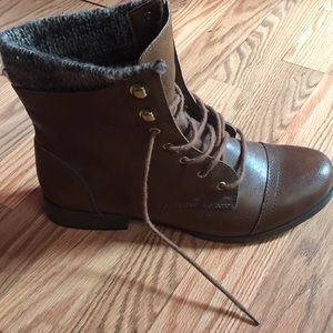 Brown combat boots